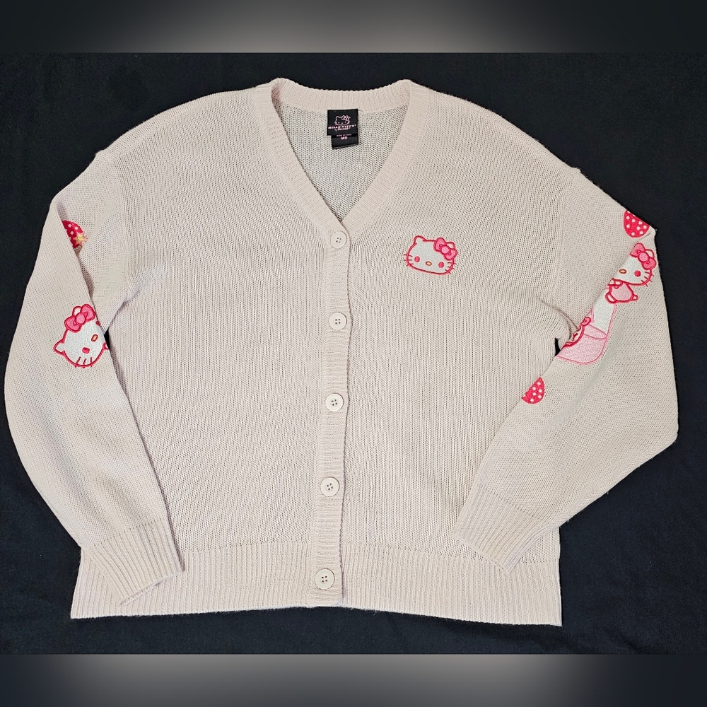 Hello Kitty Strawberry Cardigan 🍓 Pink Coquette Soft Girl Sweater Size M